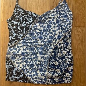 Mango Blue Floral Patchwork Tank Top